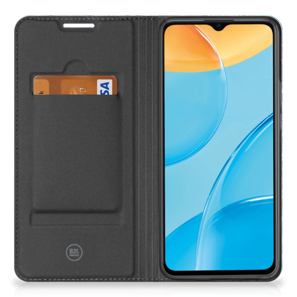 OPPO A15 Book Wallet Case Wood Blue
