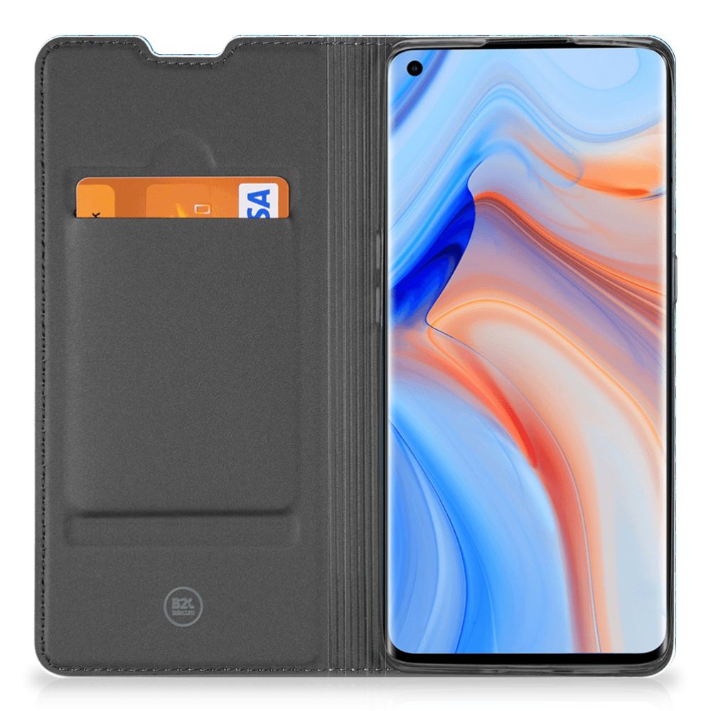 OPPO Reno4 Pro 5G Book Wallet Case Wood Blue