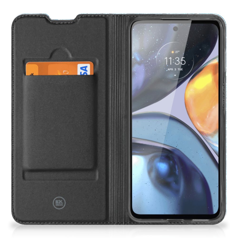Motorola Moto G22 Book Wallet Case Wood Blue