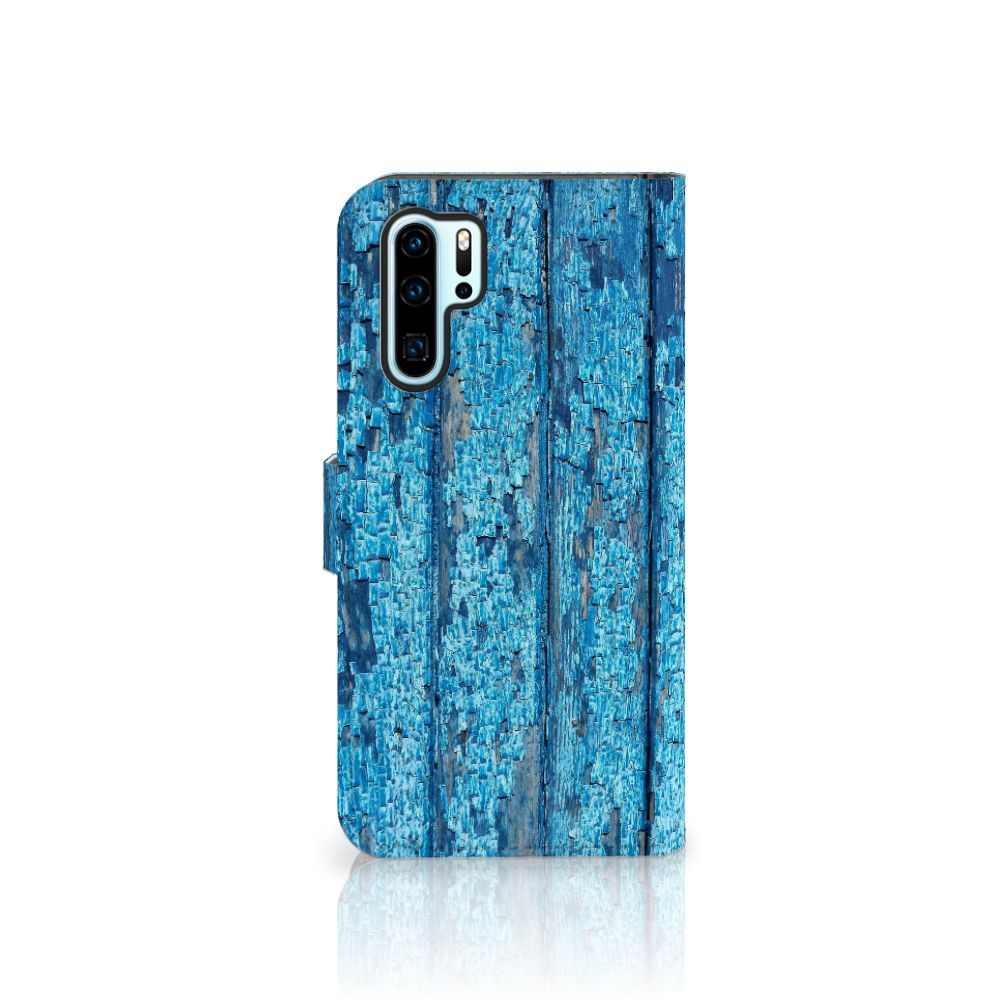 Huawei P30 Pro Book Style Case Wood Blue