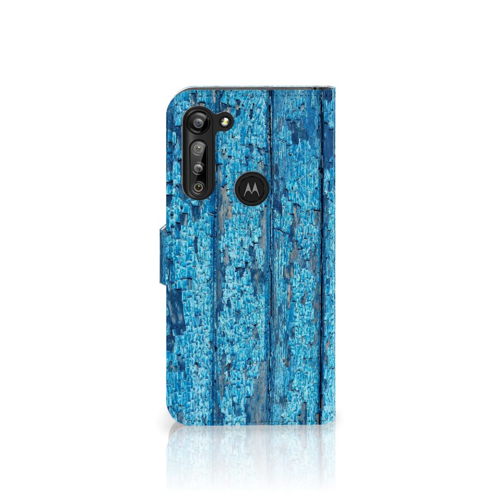 Motorola G8 Power Book Style Case Wood Blue