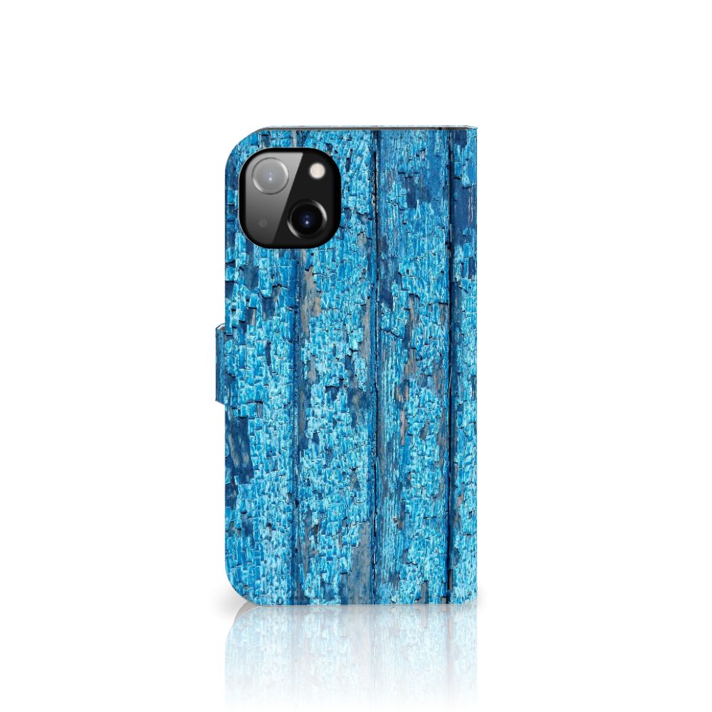 iPhone 14 Plus Book Style Case Wood Blue