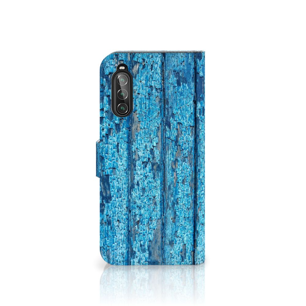 Sony Xperia 10 II Book Style Case Wood Blue