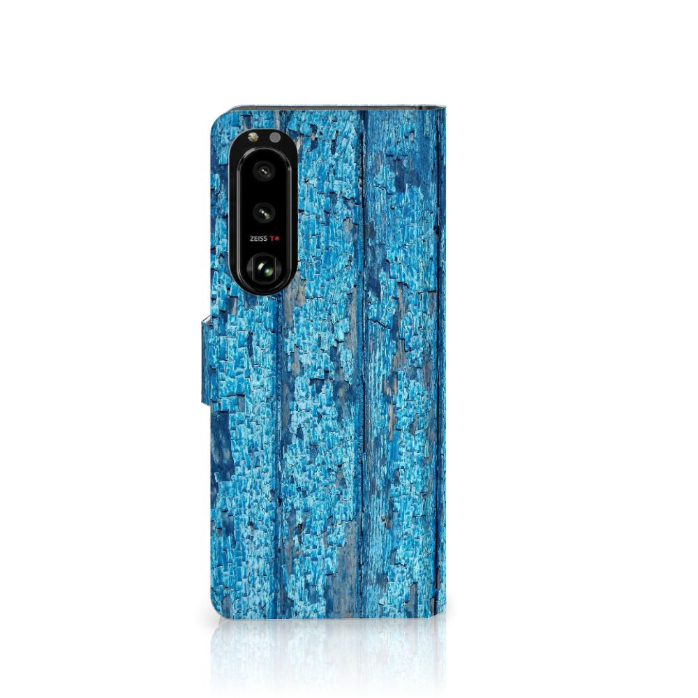 Sony Xperia 5III Book Style Case Wood Blue