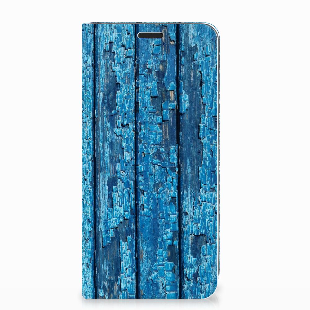 LG V40 Thinq Book Wallet Case Wood Blue