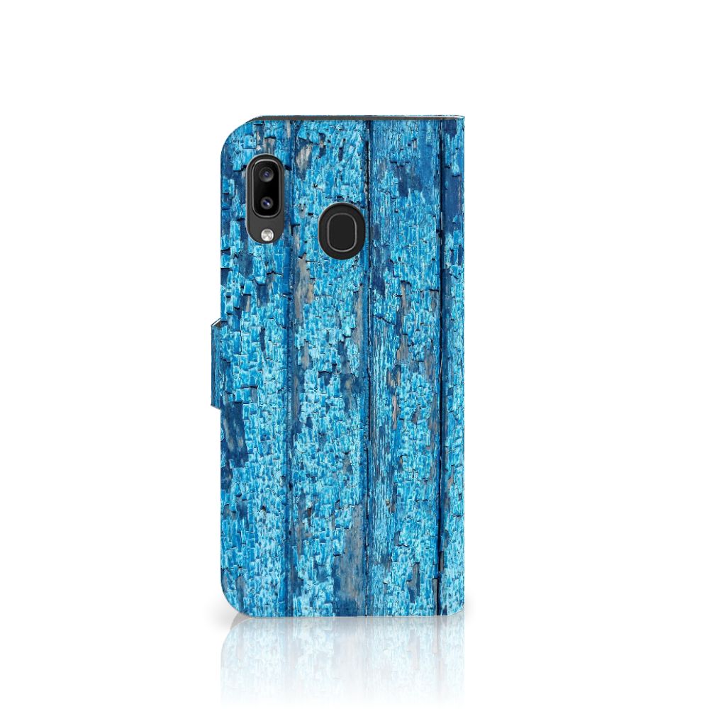 Samsung Galaxy A30 Book Style Case Wood Blue