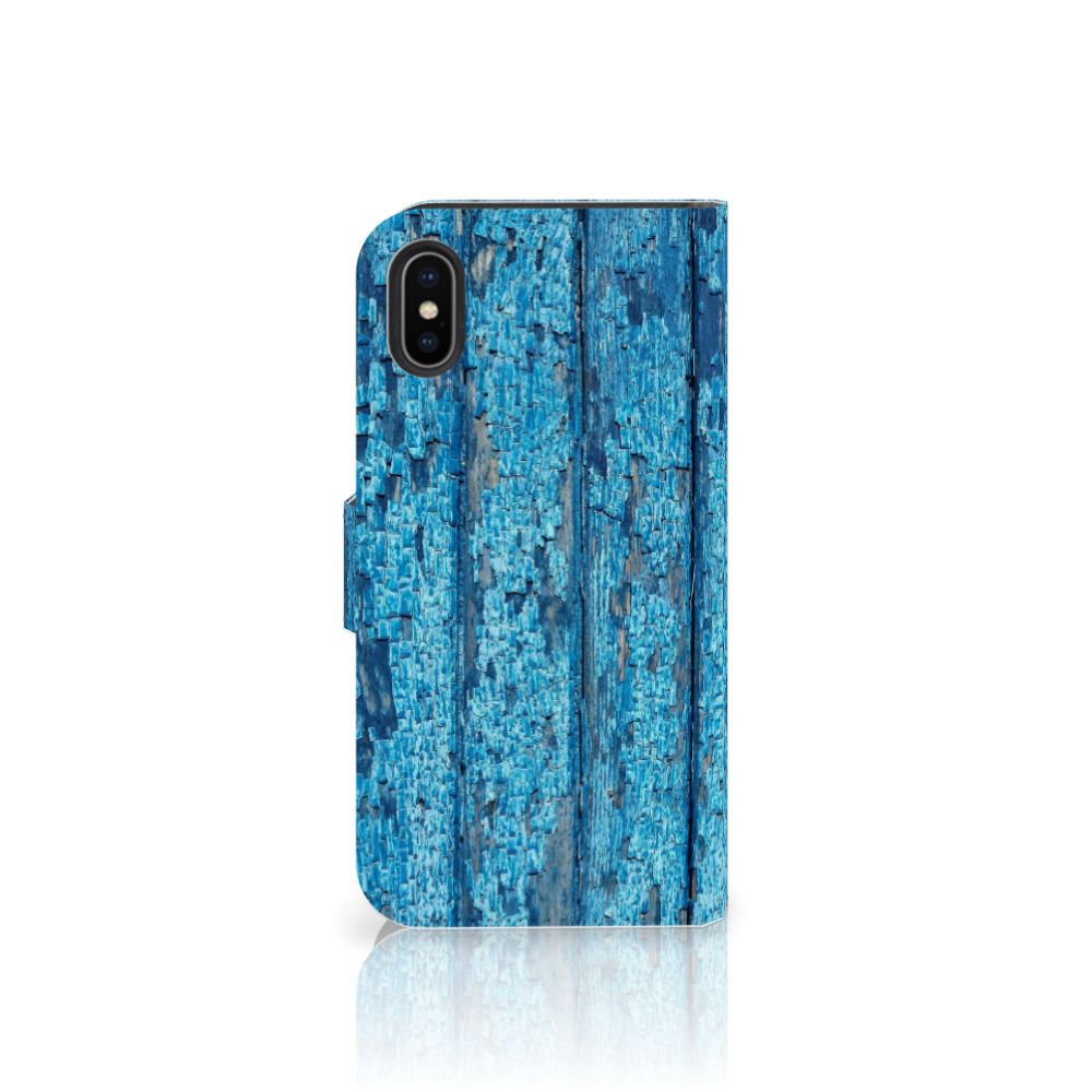 Apple iPhone X | Xs Book Style Case Wood Blue