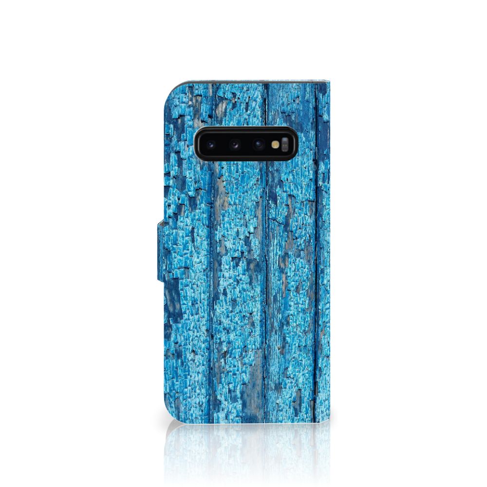 Samsung Galaxy S10 Plus Book Style Case Wood Blue