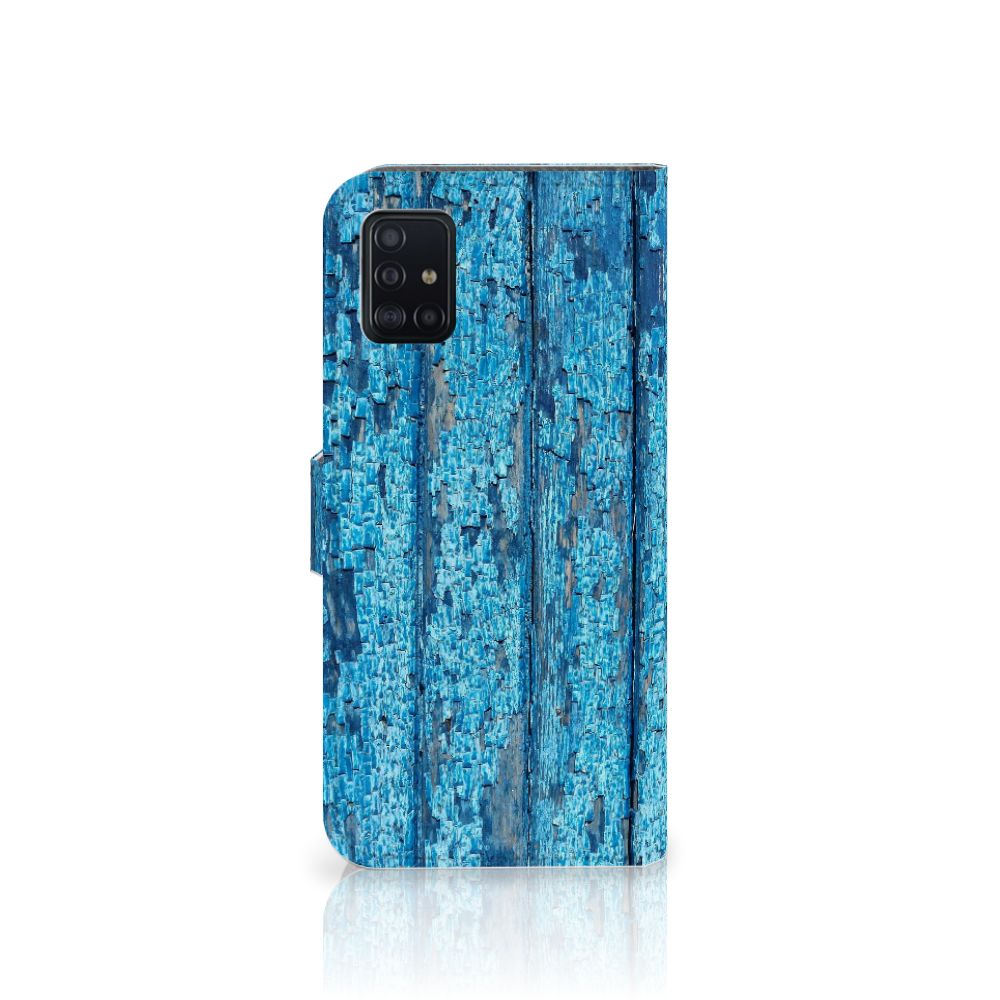 Samsung Galaxy A51 Book Style Case Wood Blue