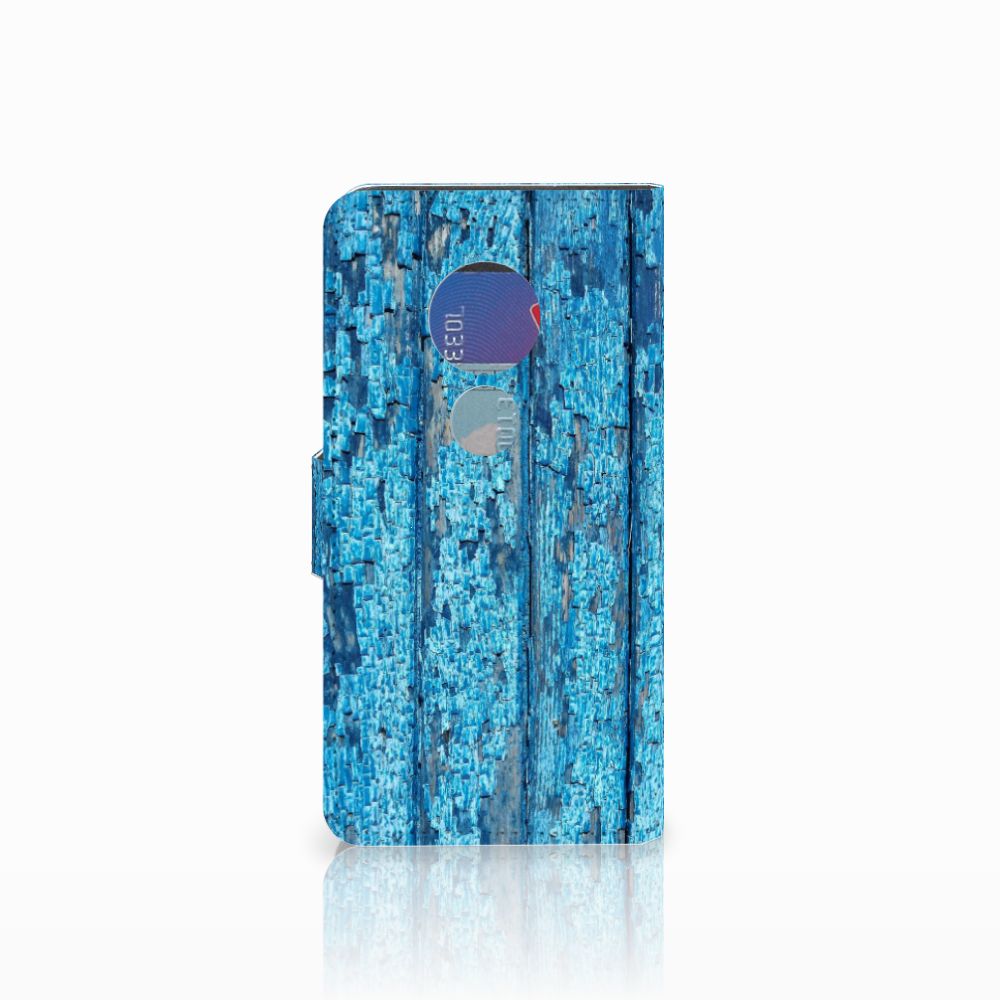 Motorola Moto G7 Play Book Style Case Wood Blue