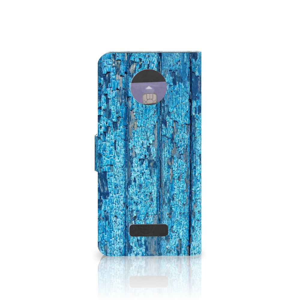 Motorola Moto Z Book Style Case Wood Blue