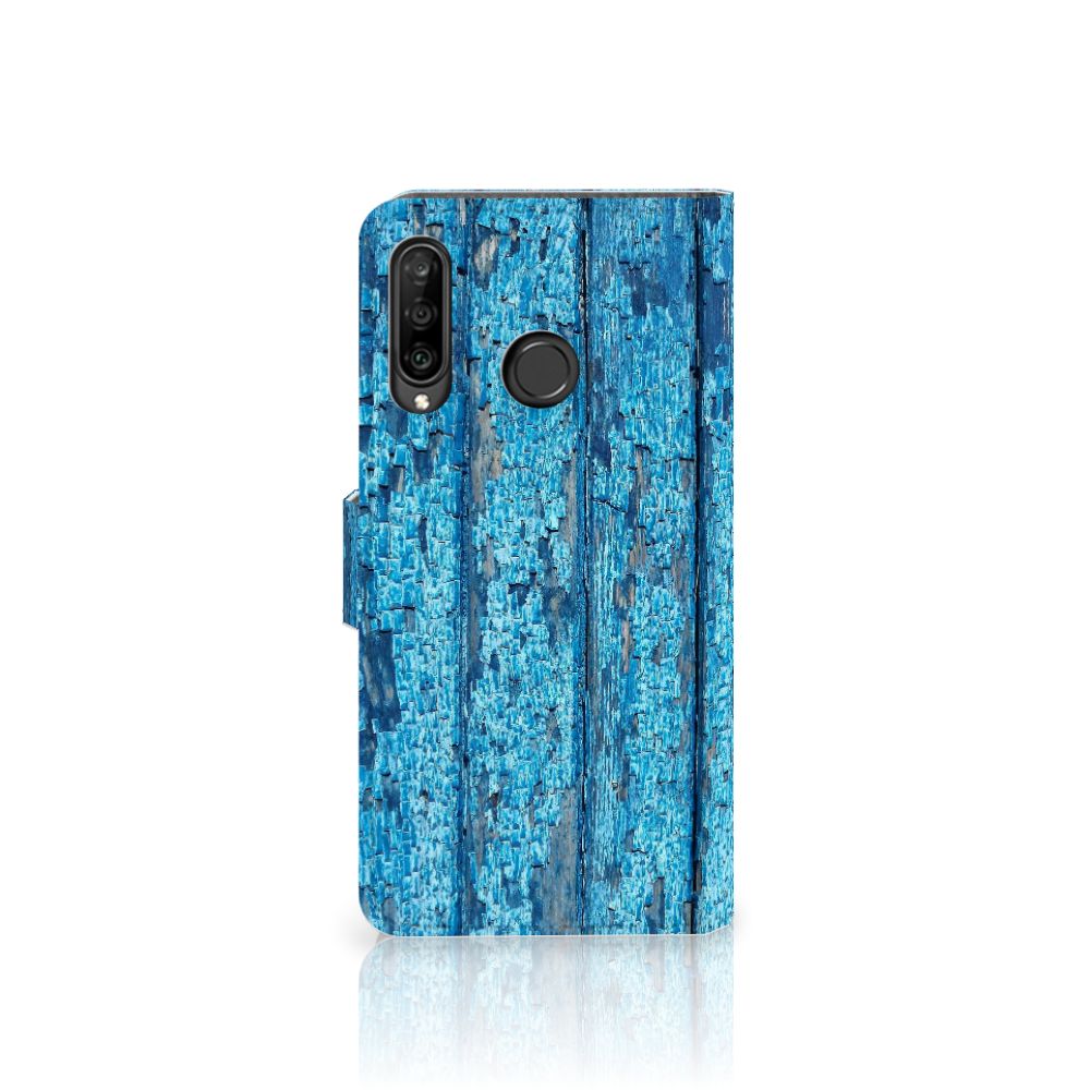 Huawei P30 Lite (2020) Book Style Case Wood Blue