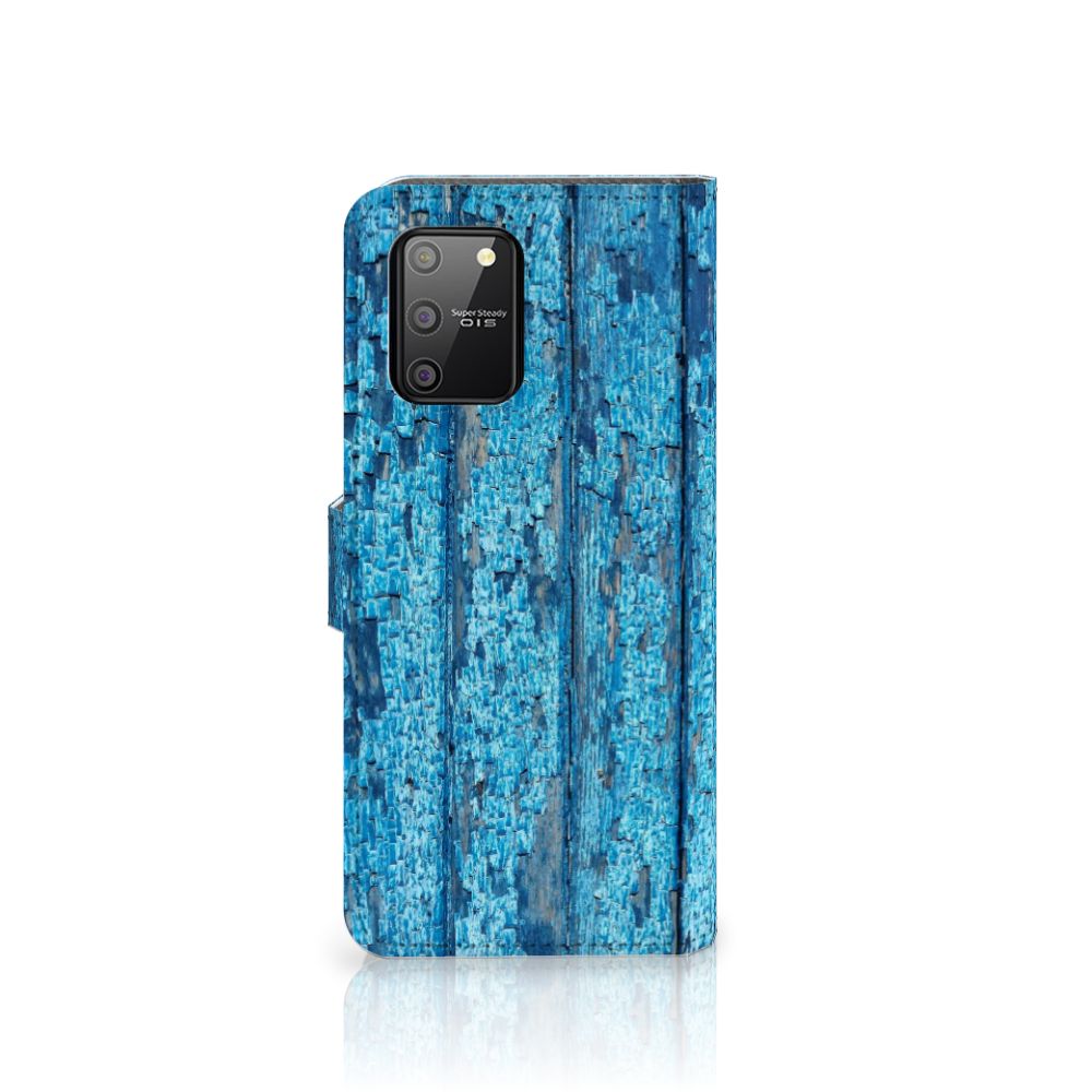 Samsung S10 Lite Book Style Case Wood Blue