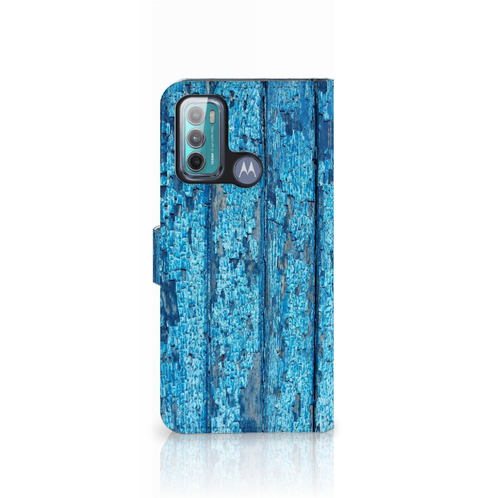 Motorola Moto G60 Book Style Case Wood Blue