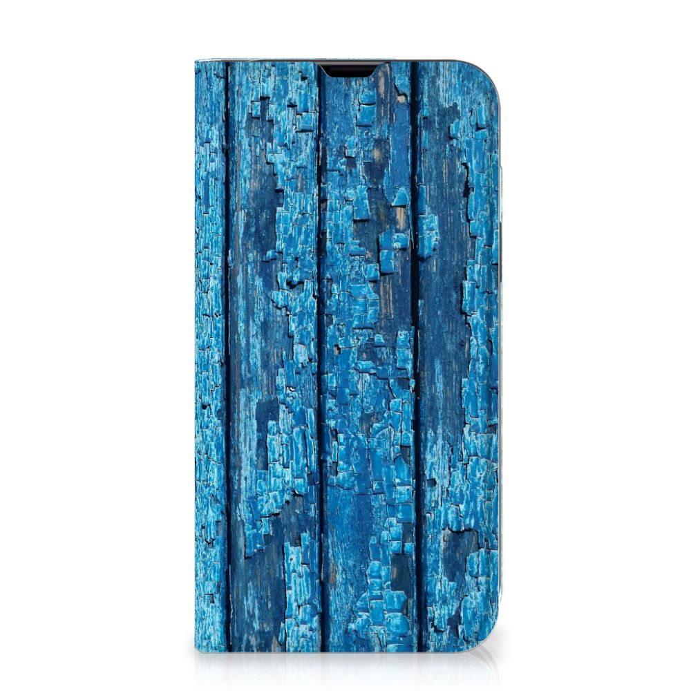 iPhone 13 Book Wallet Case Wood Blue