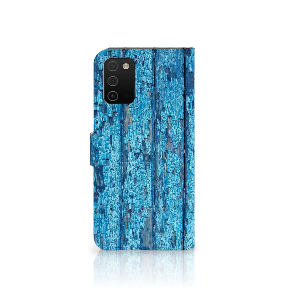 Samsung Galaxy A03s Book Style Case Wood Blue