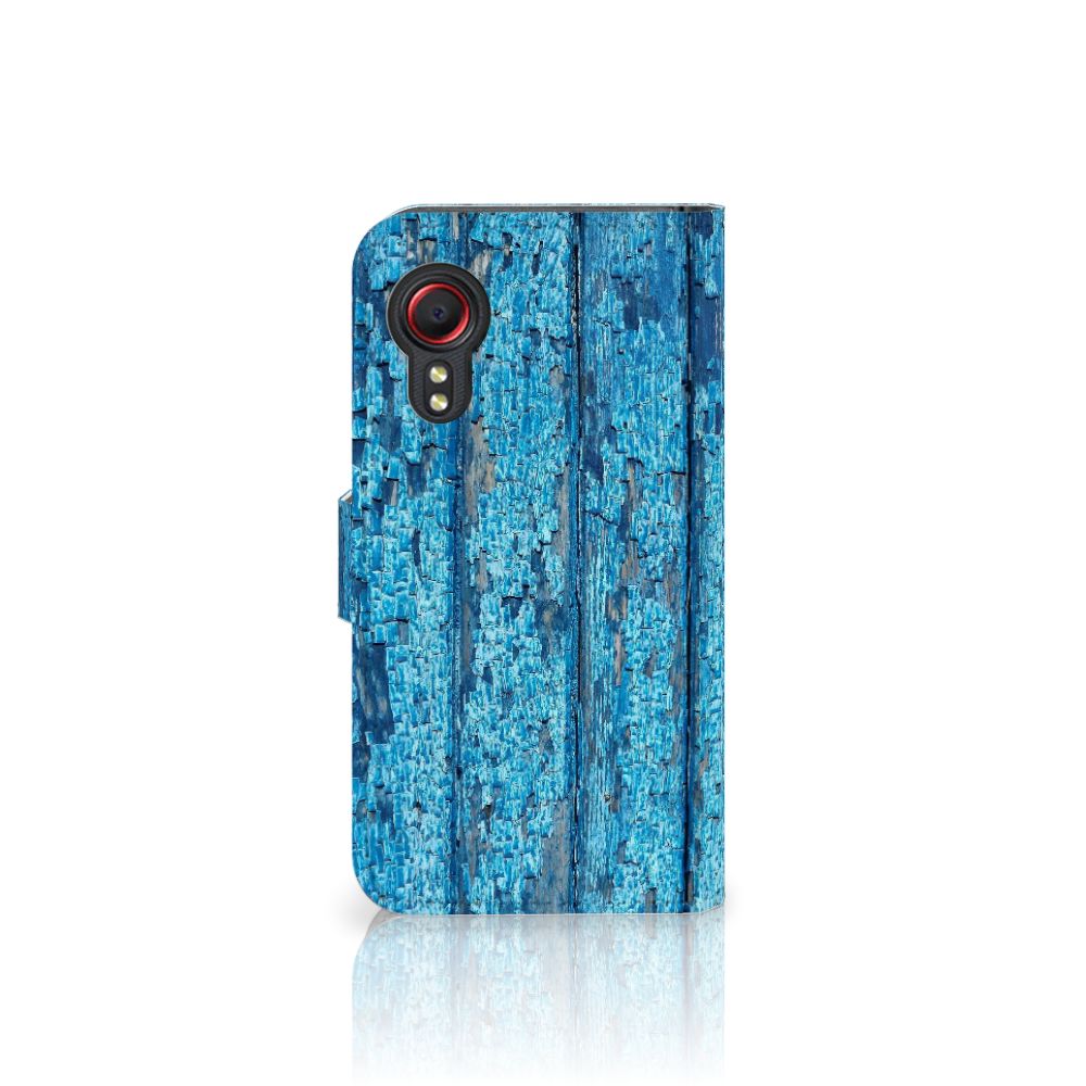 Samsung Galaxy Xcover 5 Book Style Case Wood Blue