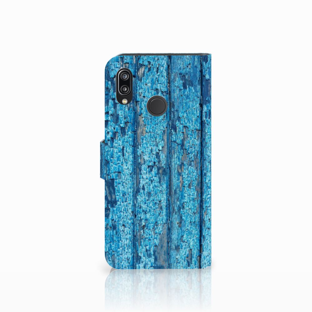 Huawei P20 Lite Book Style Case Wood Blue