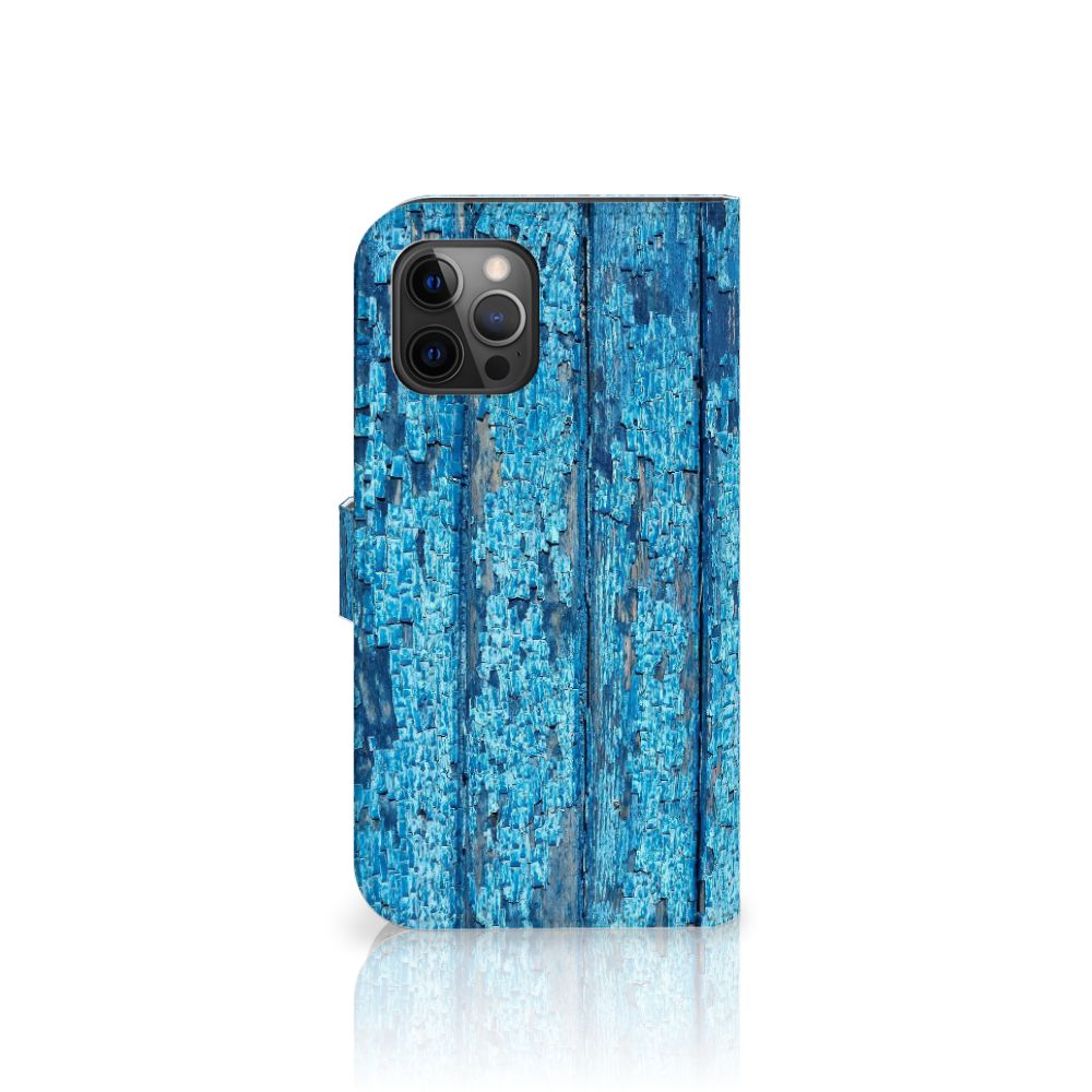 Apple iPhone 12 Pro Max Book Style Case Wood Blue