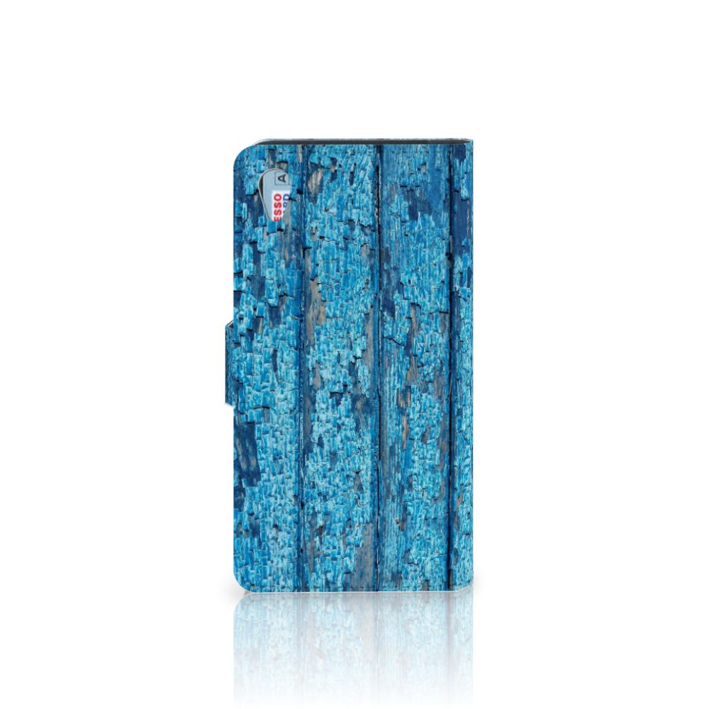 Sony Xperia Z3 Book Style Case Wood Blue