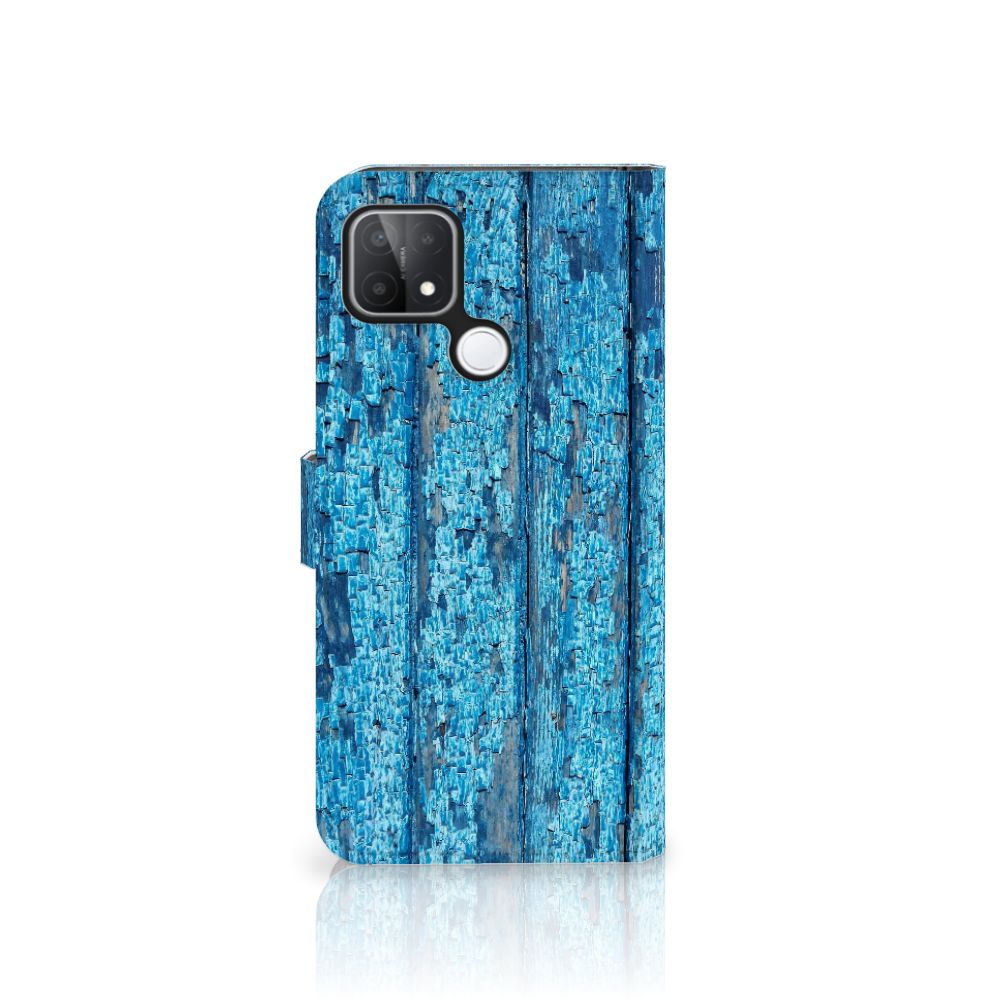 OPPO A15 Book Style Case Wood Blue