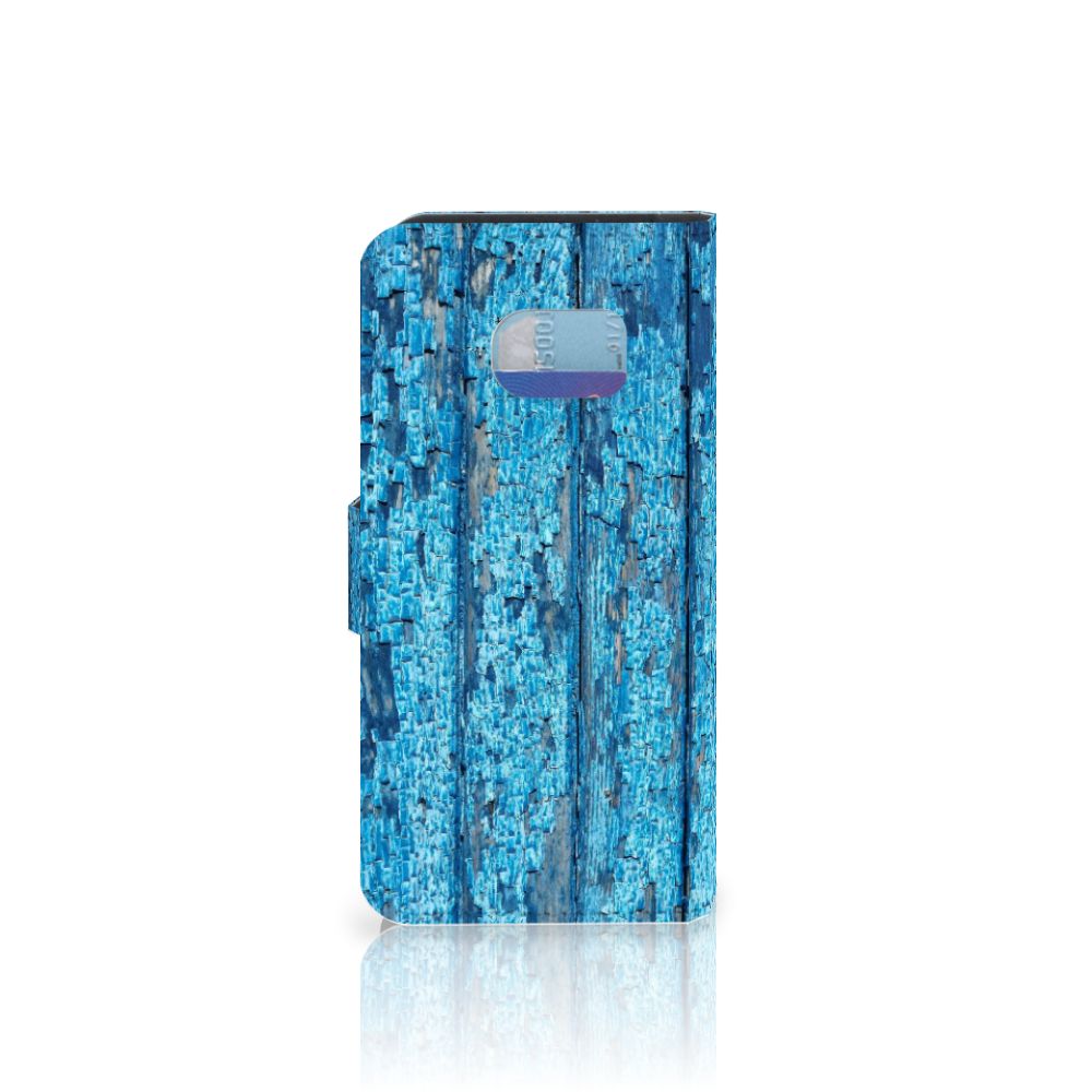 Samsung Galaxy S6 Edge Book Style Case Wood Blue
