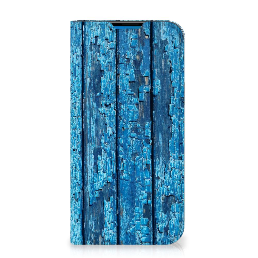 iPhone 14 Pro Max Book Wallet Case Wood Blue