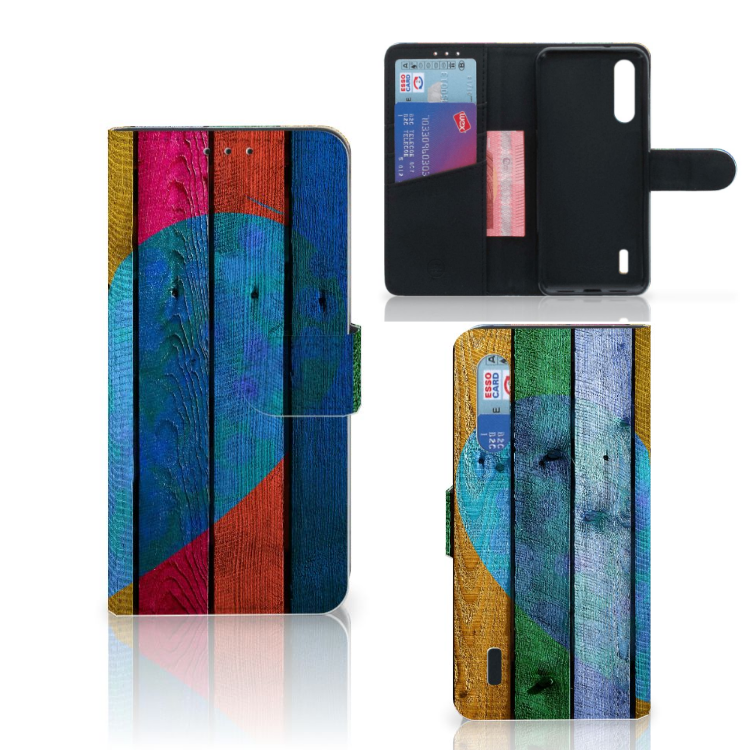 Xiaomi Mi 9 Lite Book Style Case Wood Heart - Cadeau voor je Vriend