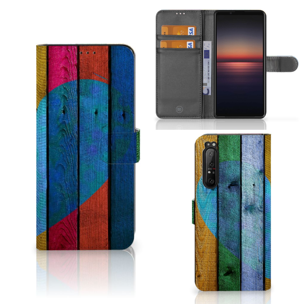 Sony Xperia 1 II Book Style Case Wood Heart - Cadeau voor je Vriend