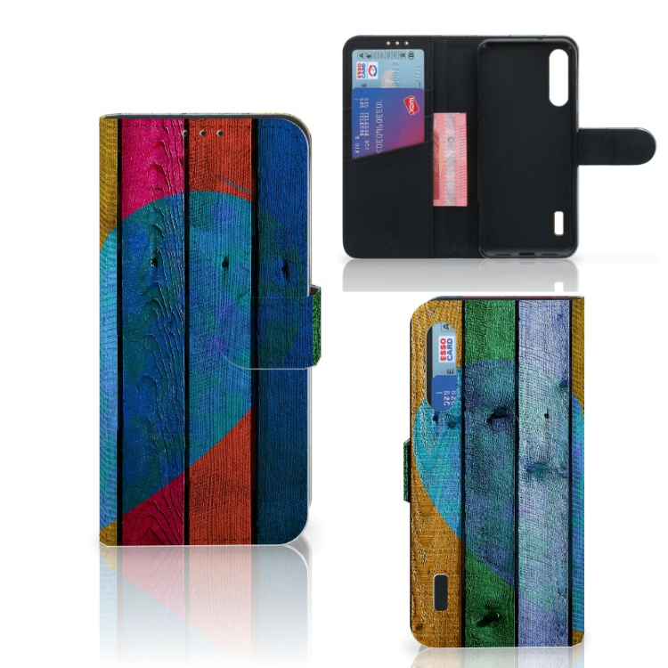 Xiaomi Mi A3 Book Style Case Wood Heart - Cadeau voor je Vriend