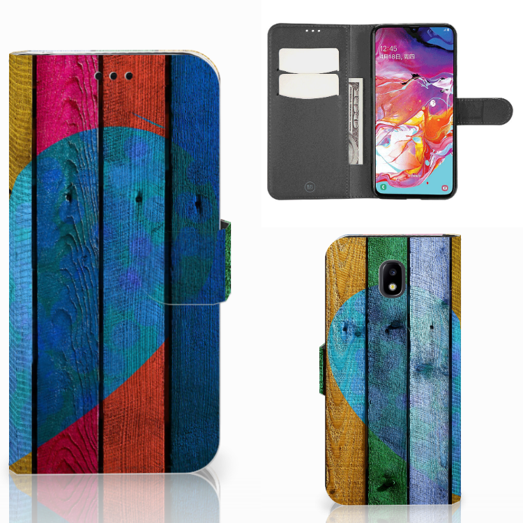 Samsung Galaxy A70 Book Style Case Wood Heart - Cadeau voor je Vriend