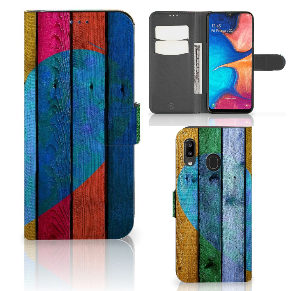 Samsung Galaxy A30 Book Style Case Wood Heart - Cadeau voor je Vriend