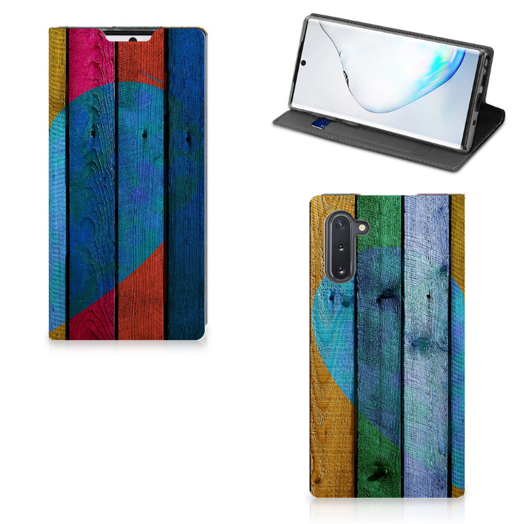 Samsung Galaxy Note 10 Book Wallet Case Wood Heart