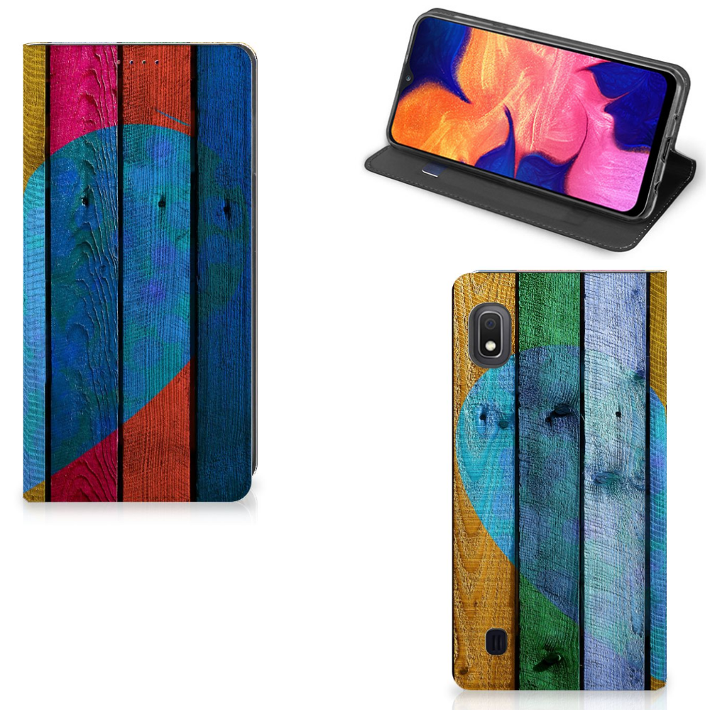 Samsung Galaxy A10 Book Wallet Case Wood Heart - Cadeau voor je Vriend