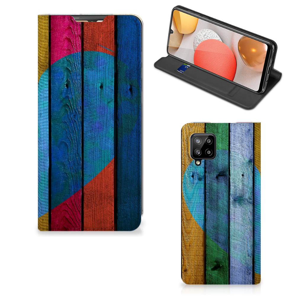 Samsung Galaxy A42 Book Wallet Case Wood Heart Cadeau voor je Vriend