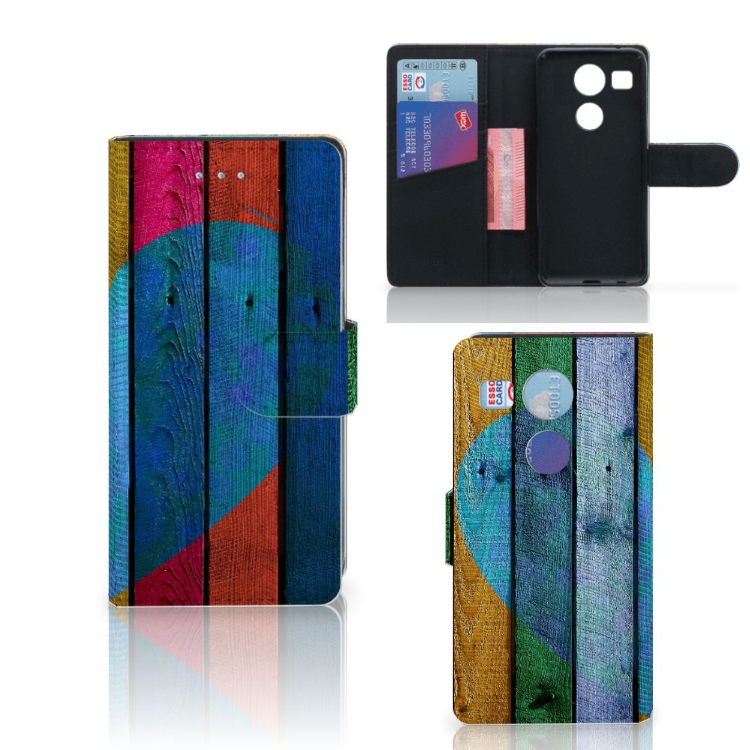 LG Nexus 5X Book Style Case Wood Heart - Cadeau voor je Vriend