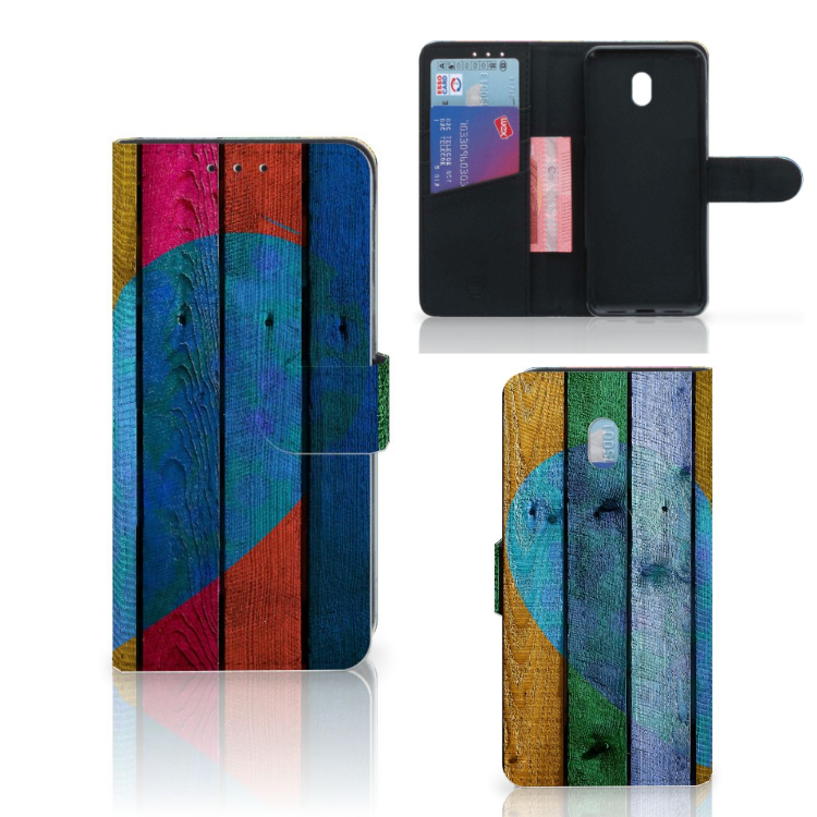 Xiaomi Redmi 8A Book Style Case Wood Heart - Cadeau voor je Vriend