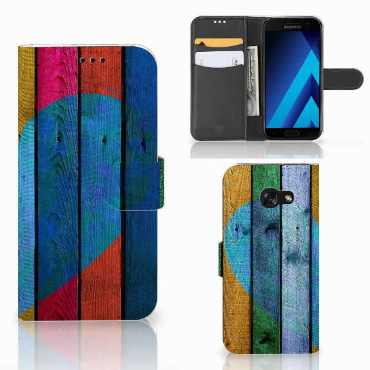 Samsung Galaxy A5 2017 Book Style Case Wood Heart - Cadeau voor je Vriend