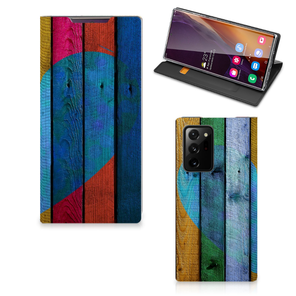 Samsung Galaxy Note 20 Ultra Book Wallet Case Wood Heart Cadeau voor je Vriend