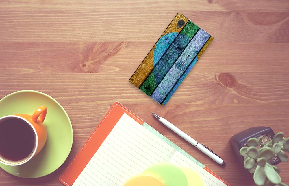Sony Xperia L1 Book Wallet Case Wood Heart - Cadeau voor je Vriend