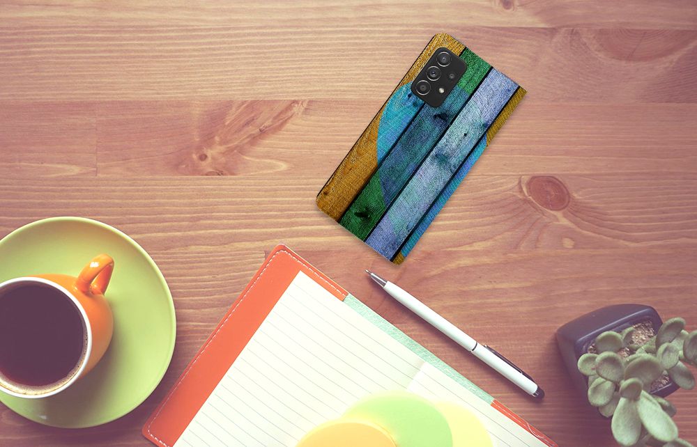 Samsung Galaxy A52 Book Wallet Case Wood Heart - Cadeau voor je Vriend