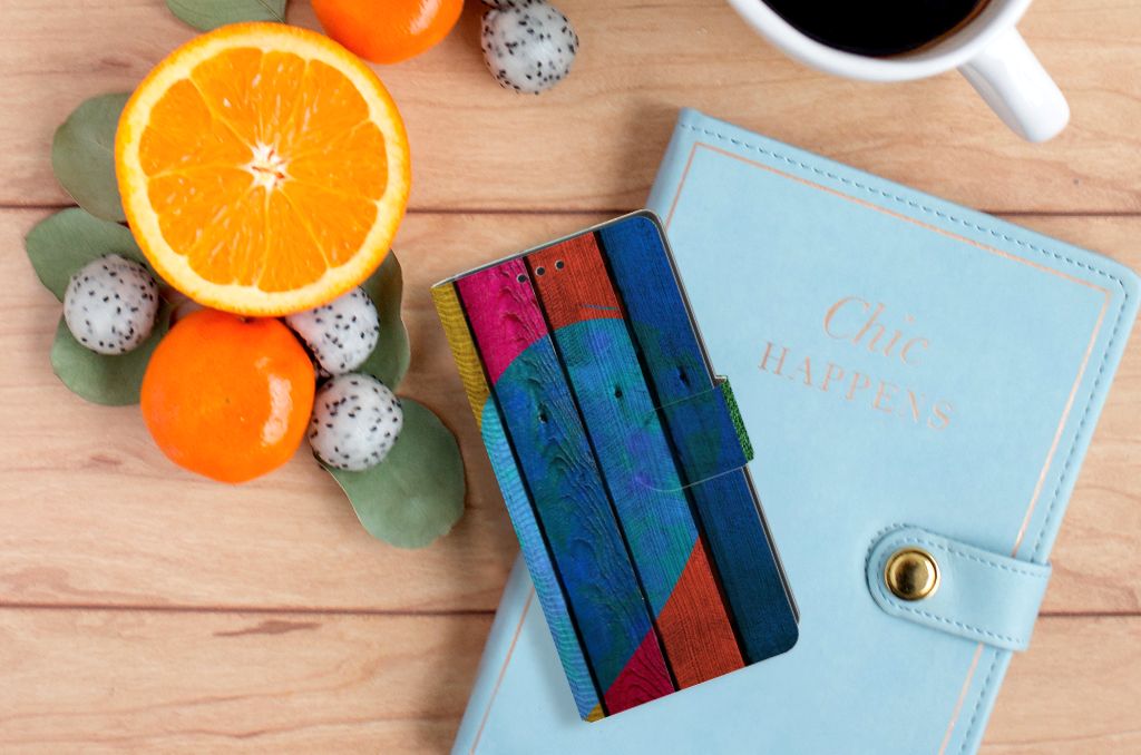 Sony Xperia XA1 Book Style Case Wood Heart - Cadeau voor je Vriend