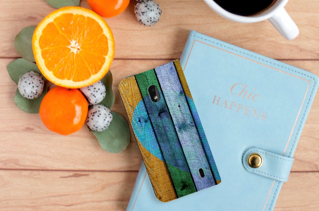 Nokia 2.2 Book Wallet Case Wood Heart - Cadeau voor je Vriend