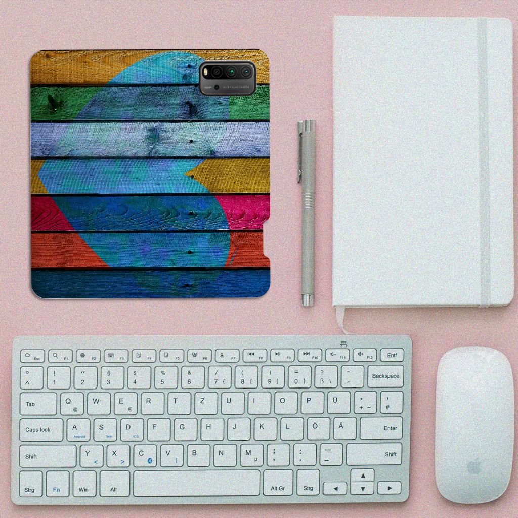 Xiaomi Poco M3 | Redmi 9T Book Wallet Case Wood Heart - Cadeau voor je Vriend