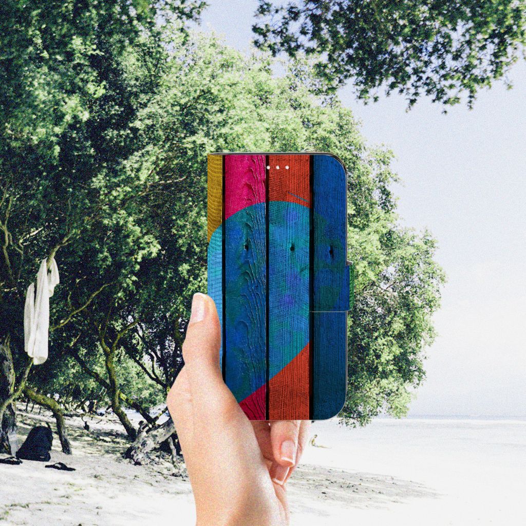 Samsung Galaxy S23 Book Style Case Wood Heart - Cadeau voor je Vriend