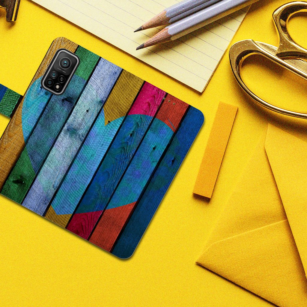 Xiaomi Mi 10T Pro | Mi 10T Book Style Case Wood Heart - Cadeau voor je Vriend