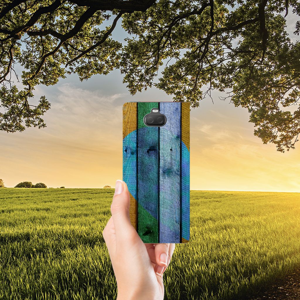 Sony Xperia 10 Plus Book Wallet Case Wood Heart - Cadeau voor je Vriend