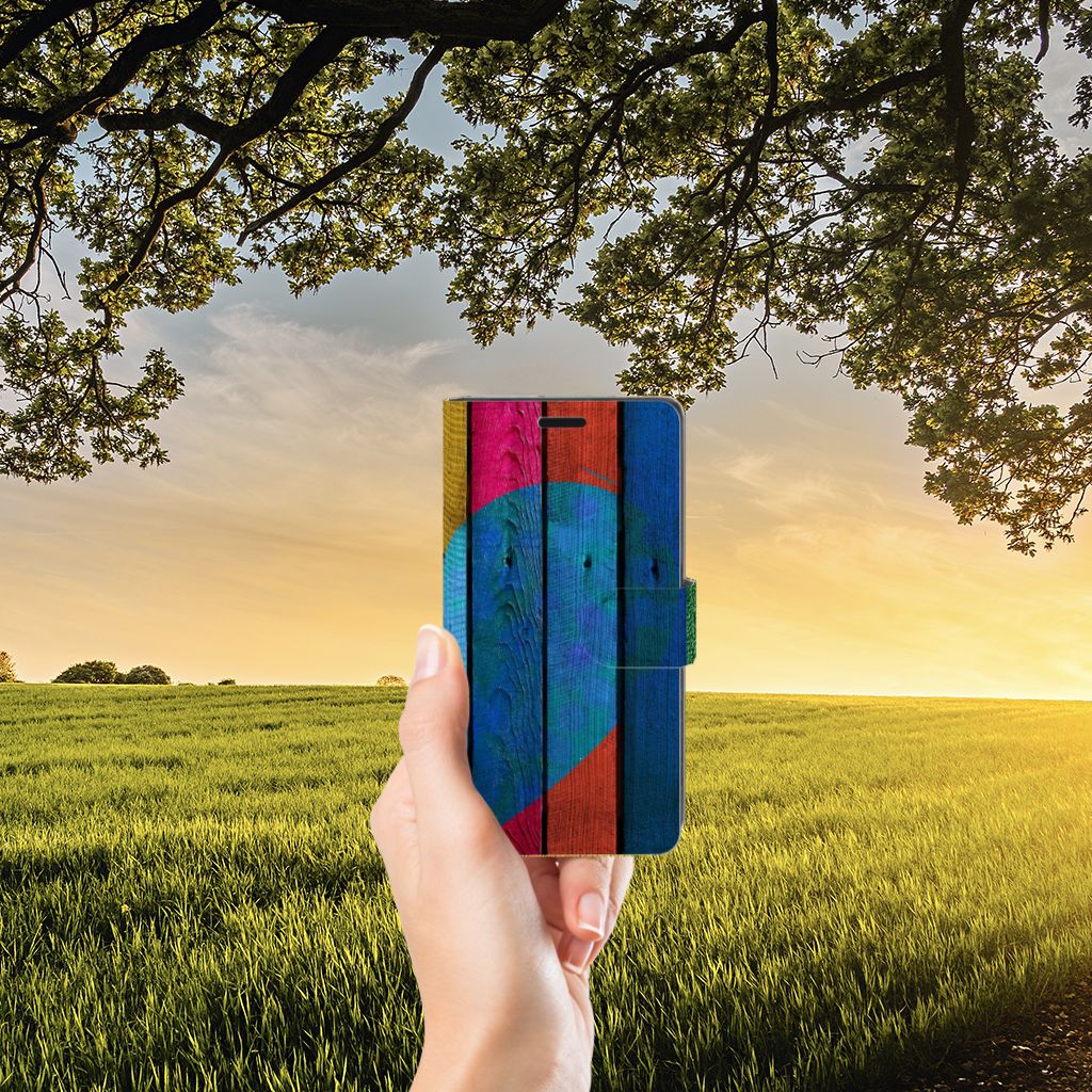 Sony Xperia XZ | Sony Xperia XZs Book Style Case Wood Heart - Cadeau voor je Vriend