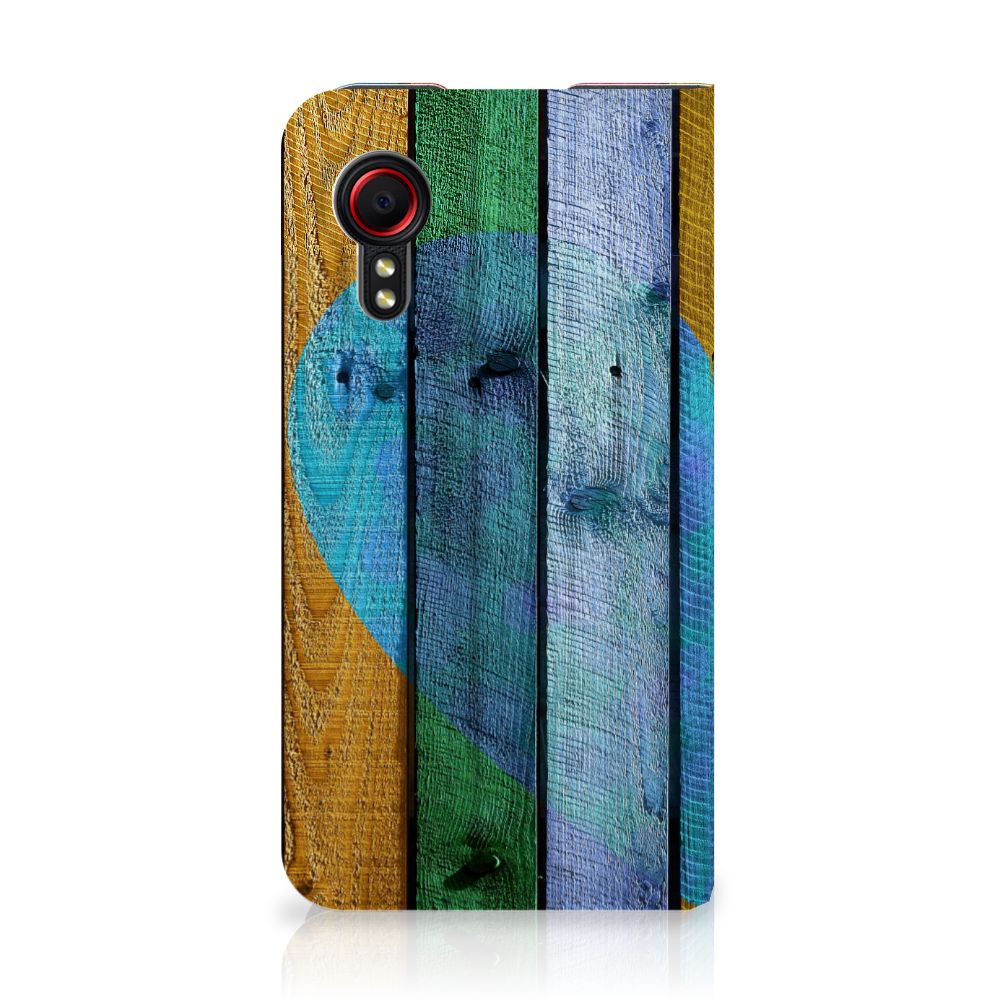 Samsung Galaxy Xcover 5 Book Wallet Case Wood Heart - Cadeau voor je Vriend