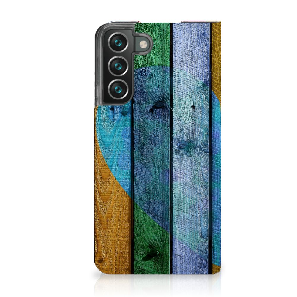 Samsung Galaxy S22 Plus Book Wallet Case Wood Heart - Cadeau voor je Vriend